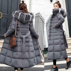Winter Women Jacket Long Hooded Warm Cotton-padded Long Sleeve Parkas Down Coat