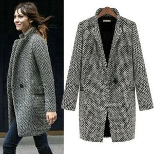 WALLadvertising טקסטיל Women Lapel Wool Cashmere Coat Trench Jacket Parka Overcoat Outwear Tops Outfit